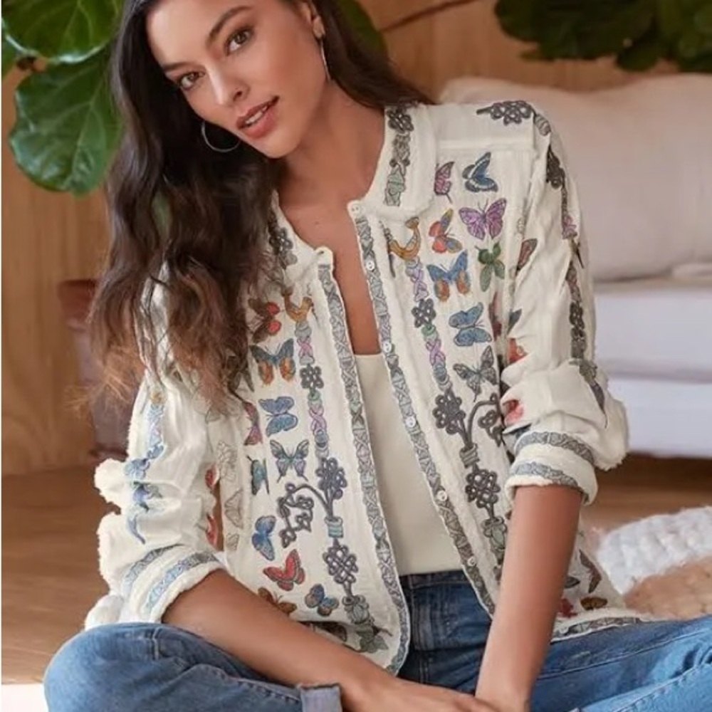 Johnny Was / Talia / Cotton Embroidered Butterfly Women's L